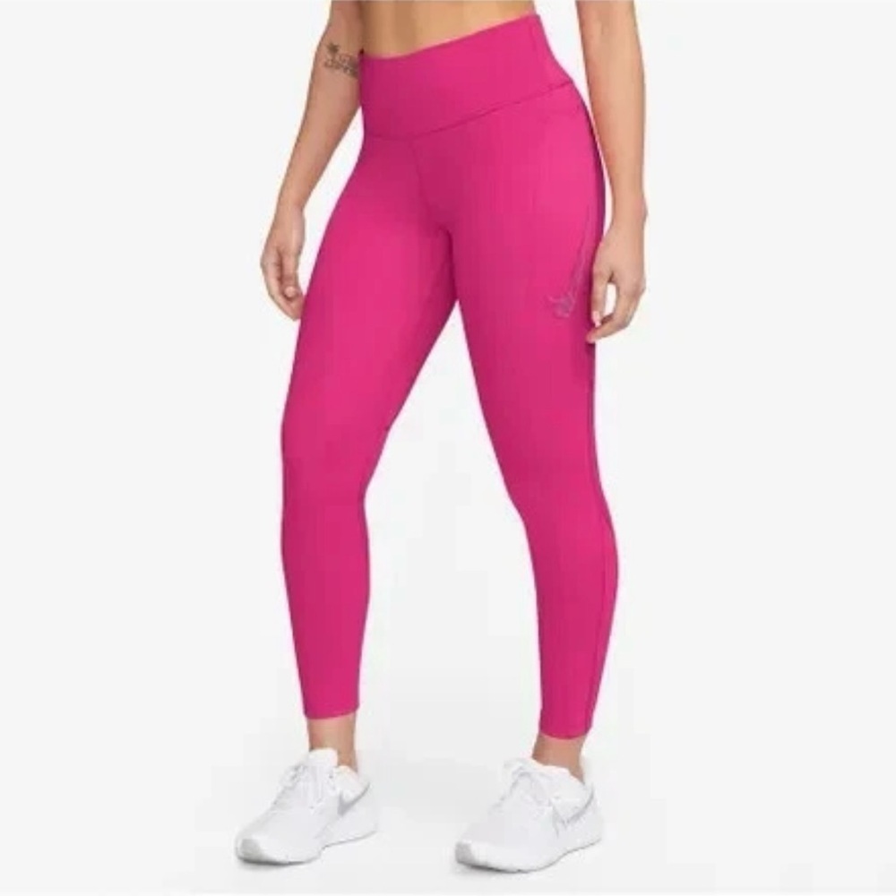 New Nike Fast Women's Mid-Rise 7/8 Graphic Leggings with Pockets FB4656 615